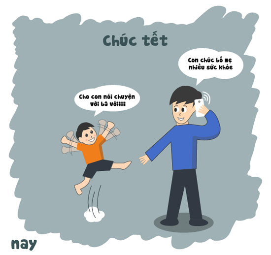 Ngày nay: Sáng mùng 1 nếu có lỡ ngủ dậy trễ, không kịp sang nhà ông bà chúc Tết thì cũng không sao, đã có công nghệ cứu nguy.